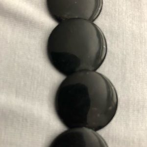 Black flat bead necklace
